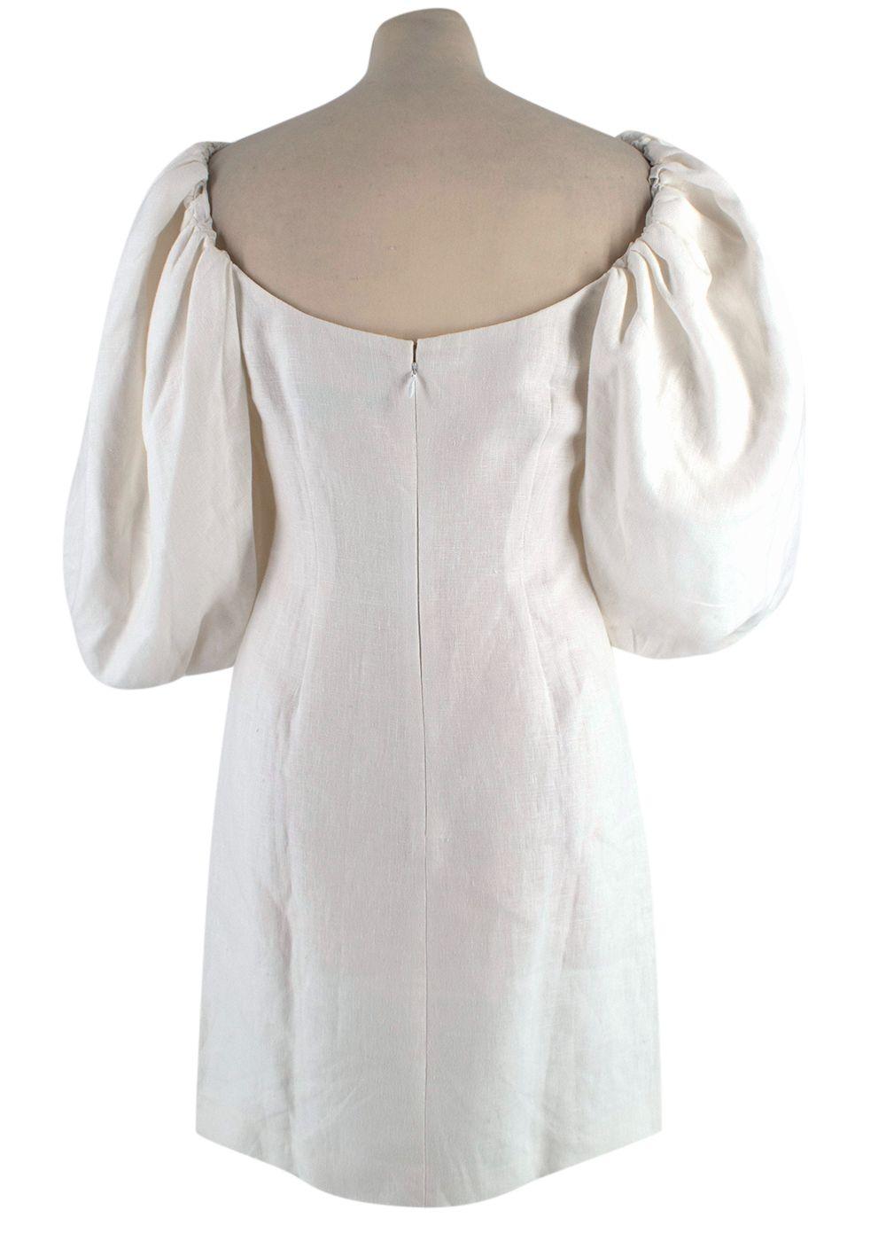 Rebecca de Ravenel Cream Linen First Impressions Mini Dress