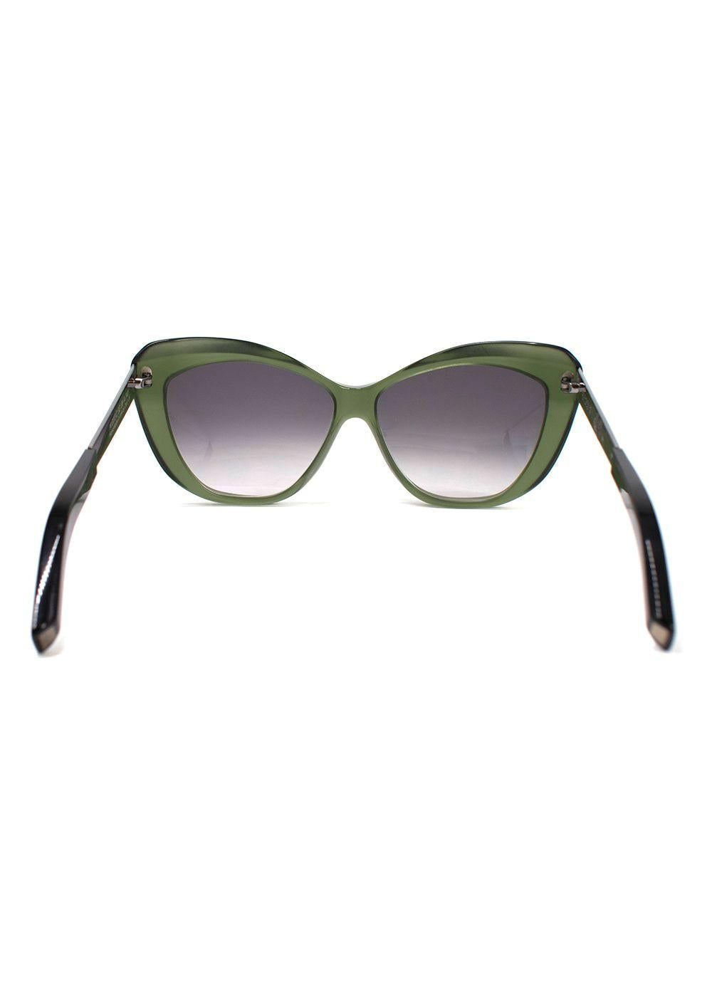 Sportmax Green Acetate Cat Eye Sunglasses