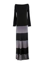 Karina Grimaldi Boat Neck Grey And Black Maxi Dress