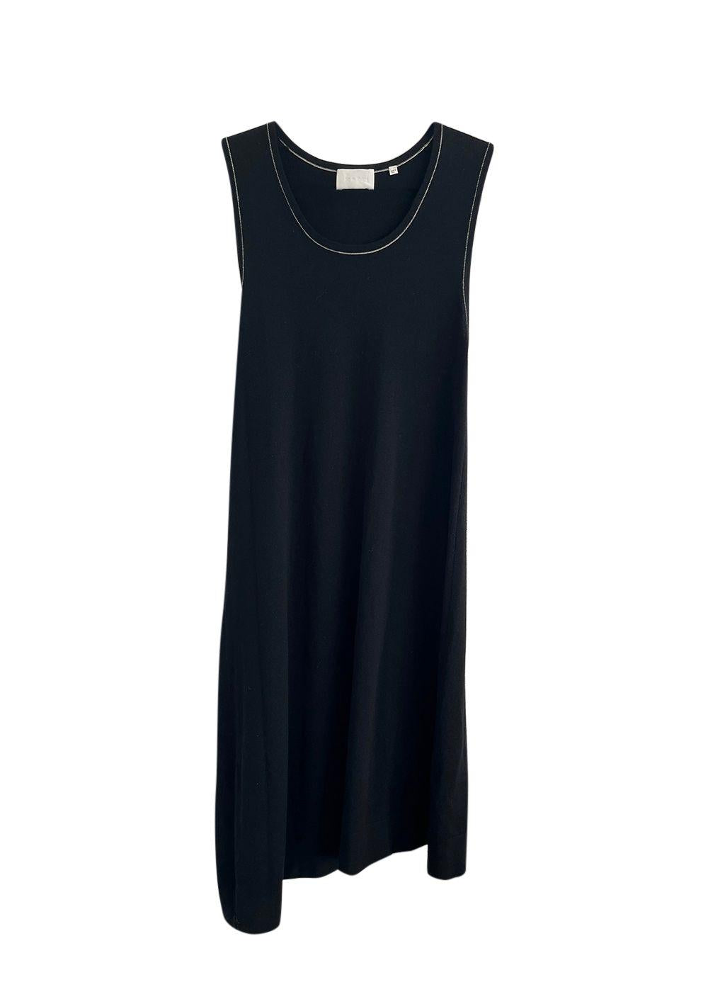 Black Merino Wool Asymmetric Dress