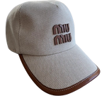 Miu Miu Beige Logo Cotton Cap