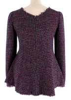 Chanel Purple Tweed Long Sleeve Peplum Top