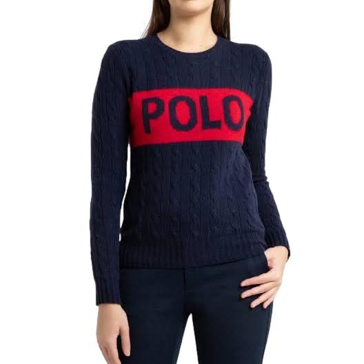 Polo Ralph Lauren Navy & Red Wool & Cashmere Logo Jumper