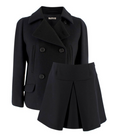Miu Miu Black Wool Blend Double Breasted Jacket & A-line Mini Skirt