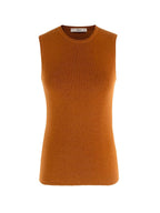 Prada Rust Silk And Cashmere Blend Top And Cardigan Set