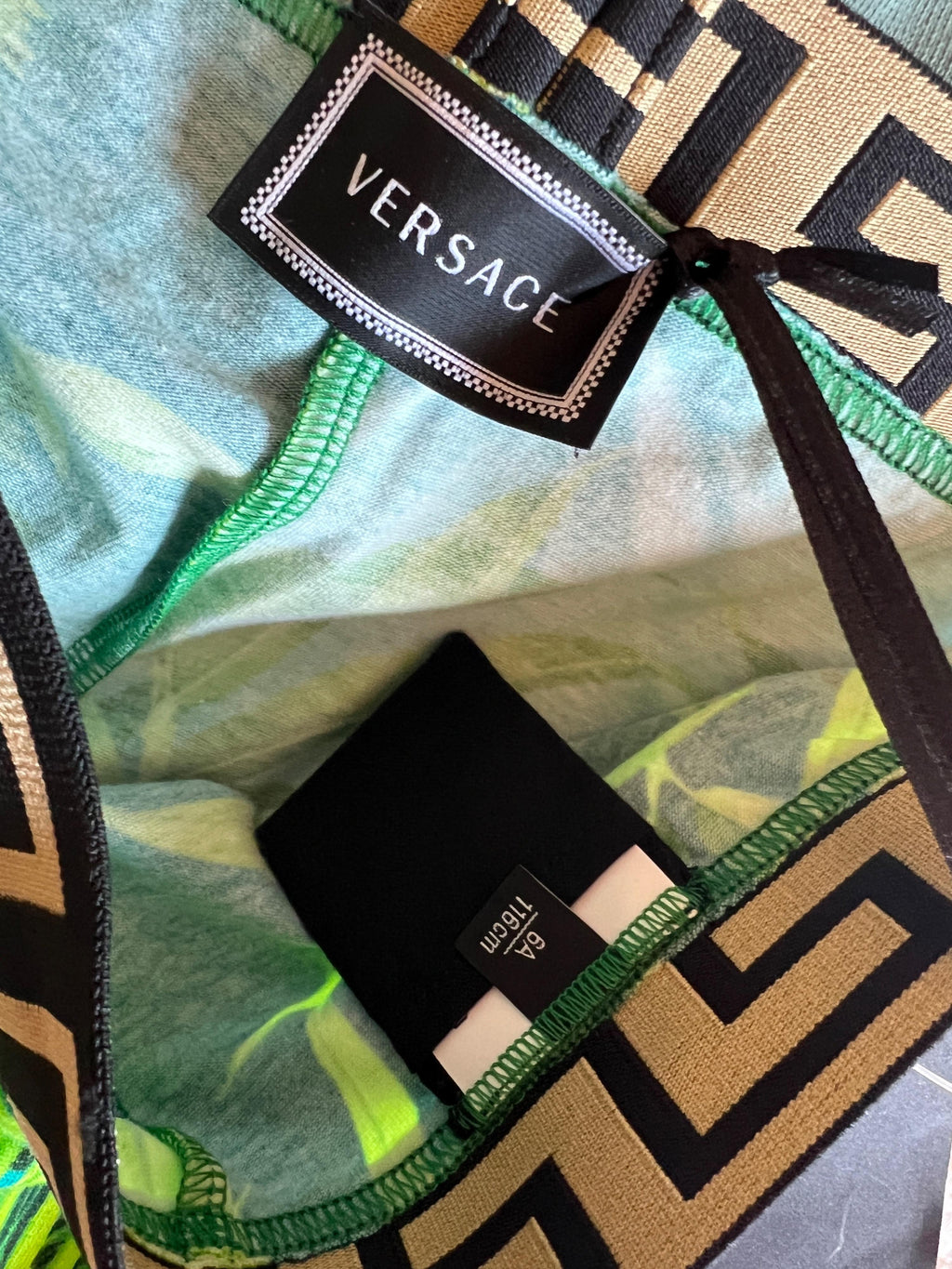 Young Versace palm print leggings