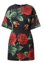 Red Rose Brocade Mini Dress