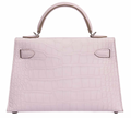 Mauve Pâle 20 cm Sellier Mississippiensis Alligator Matte Kelly  Palladium Hardware