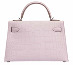 Mauve Pâle 20 cm Sellier Mississippiensis Alligator Matte Kelly  Palladium Hardware