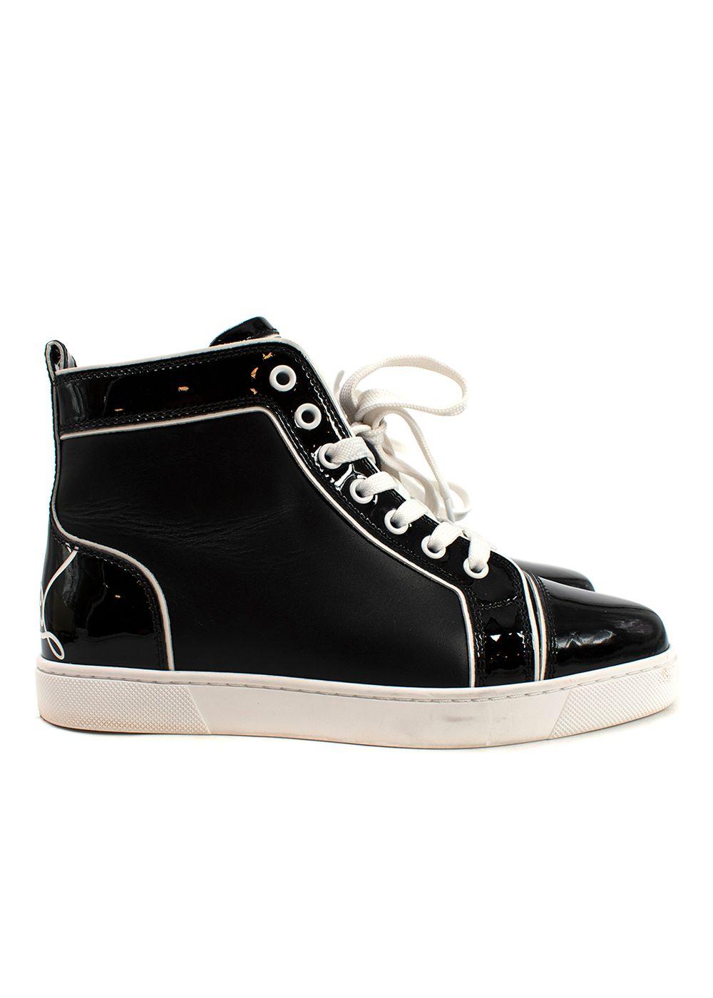 Christian Louboutin Black Patent Leather Fun Louis High top Sneakers