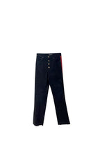 Black Denim High Rise Side Stripe Jeans