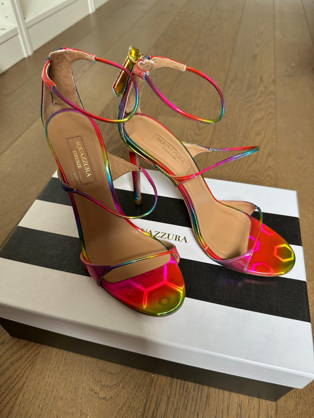 Aquazurra Hologram Heeled Sandals