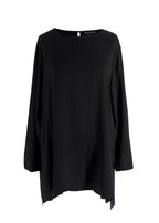 Eileen Fisher Black Textured Cupro Round Neck Top