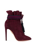 Aquazurra Burgundy Braid Ankle Strap Heeled Booties