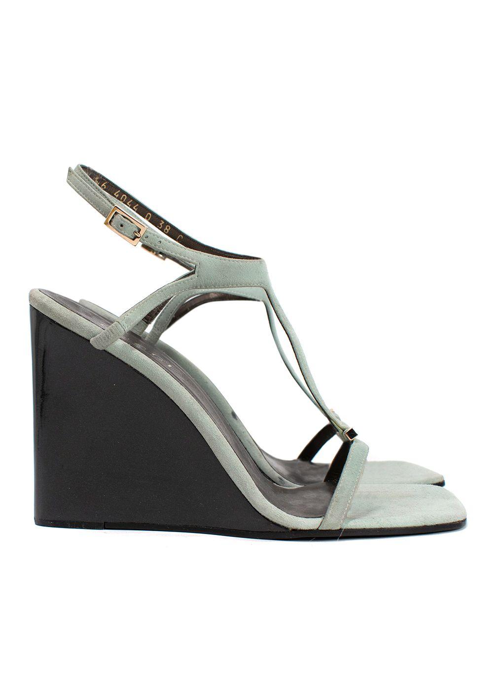 Gucci Turquoise Suede Wedges