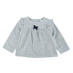 Marie Chantal White/Navy Check Cotton Long Sleeve Shirt
