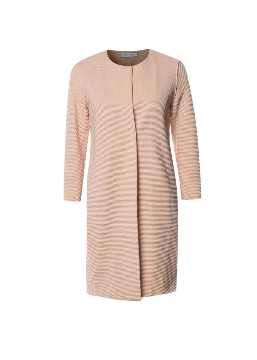 Pink Cotton Collarless Coat