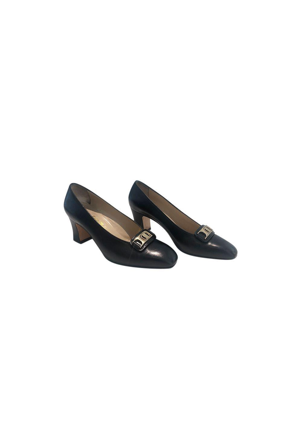 Black Leather Fizzy Pumps