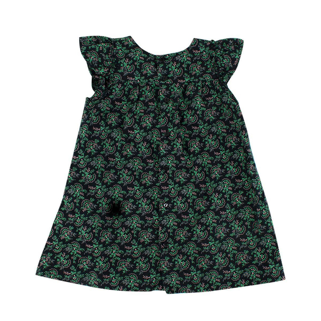 Black & Green Leaf Print Cotton Tunic Dress