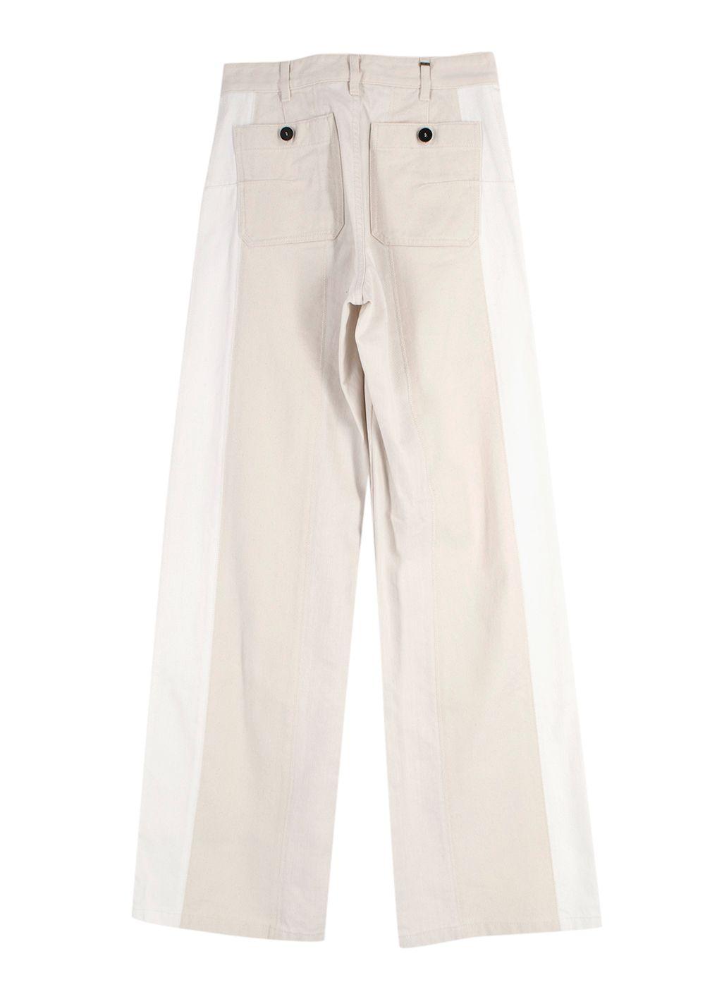 Dior Cream and White Two Toned  Wide Leg Jeans