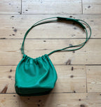 Jil Sander Green Leather Drawstring Bag