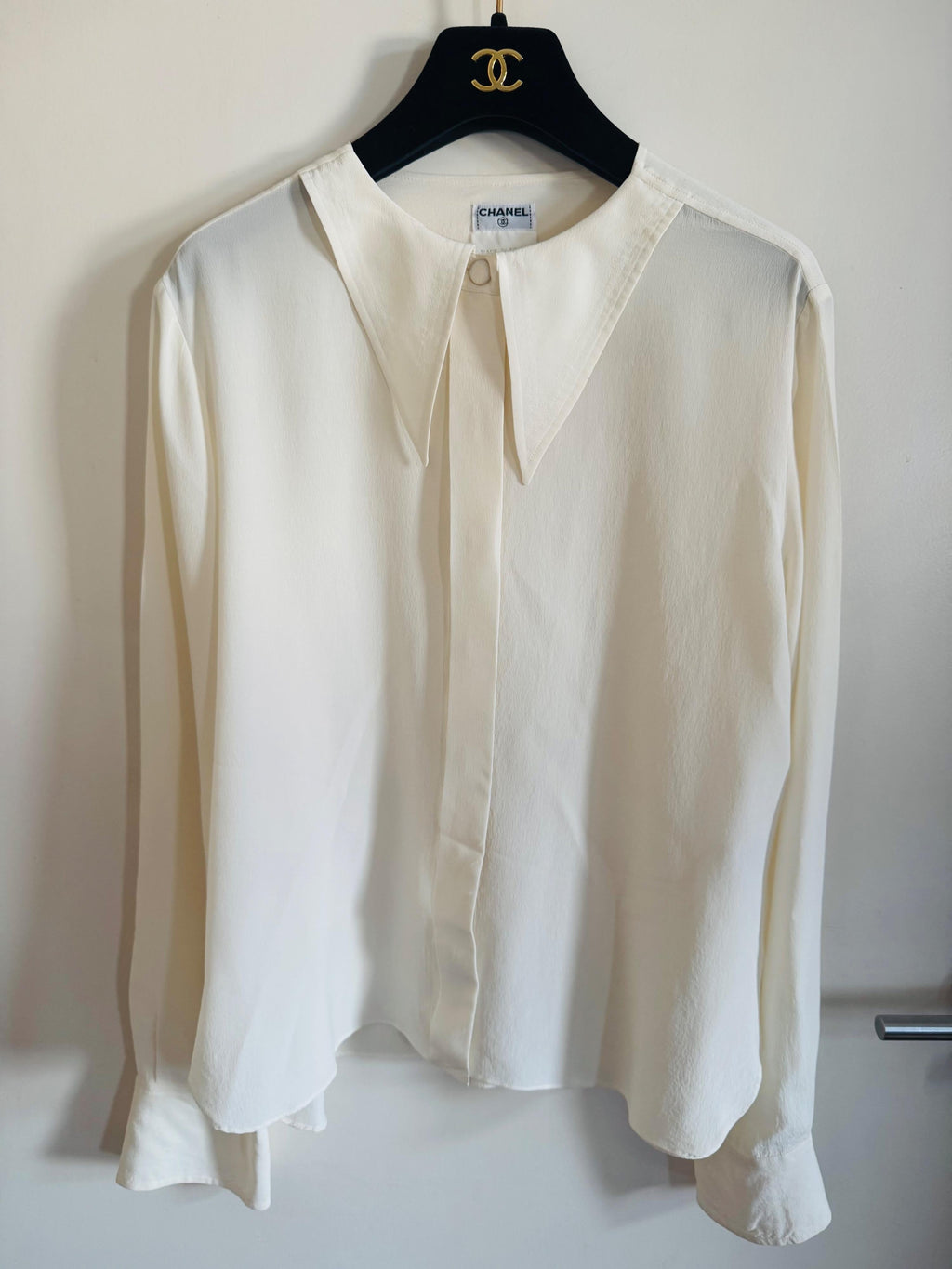 Chanel Cream Silk Button Front Blouse