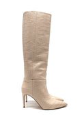 Paris Texas Cream Croc-Embossed Knee High Boots