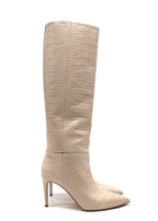 Paris Texas Cream Croc-Embossed Knee High Boots