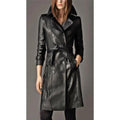 Long Lambskin Biker Trench Coat