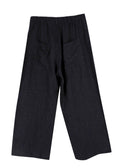 Momoni Dark Grey Linen Wide Leg Trousers