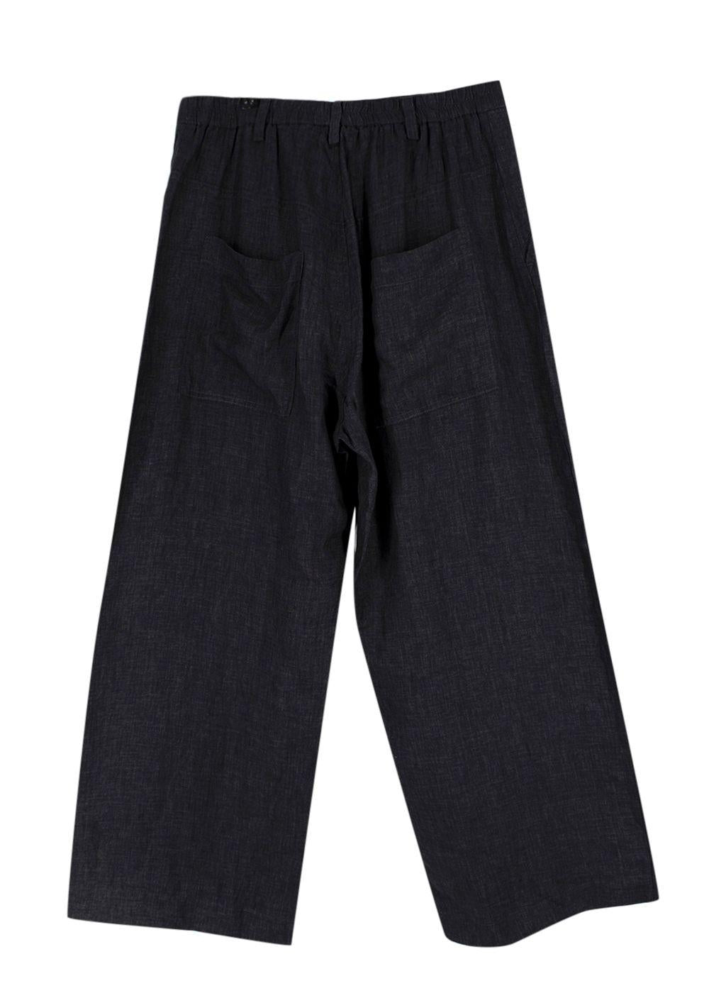 Momoni Dark Grey Linen Wide Leg Trousers
