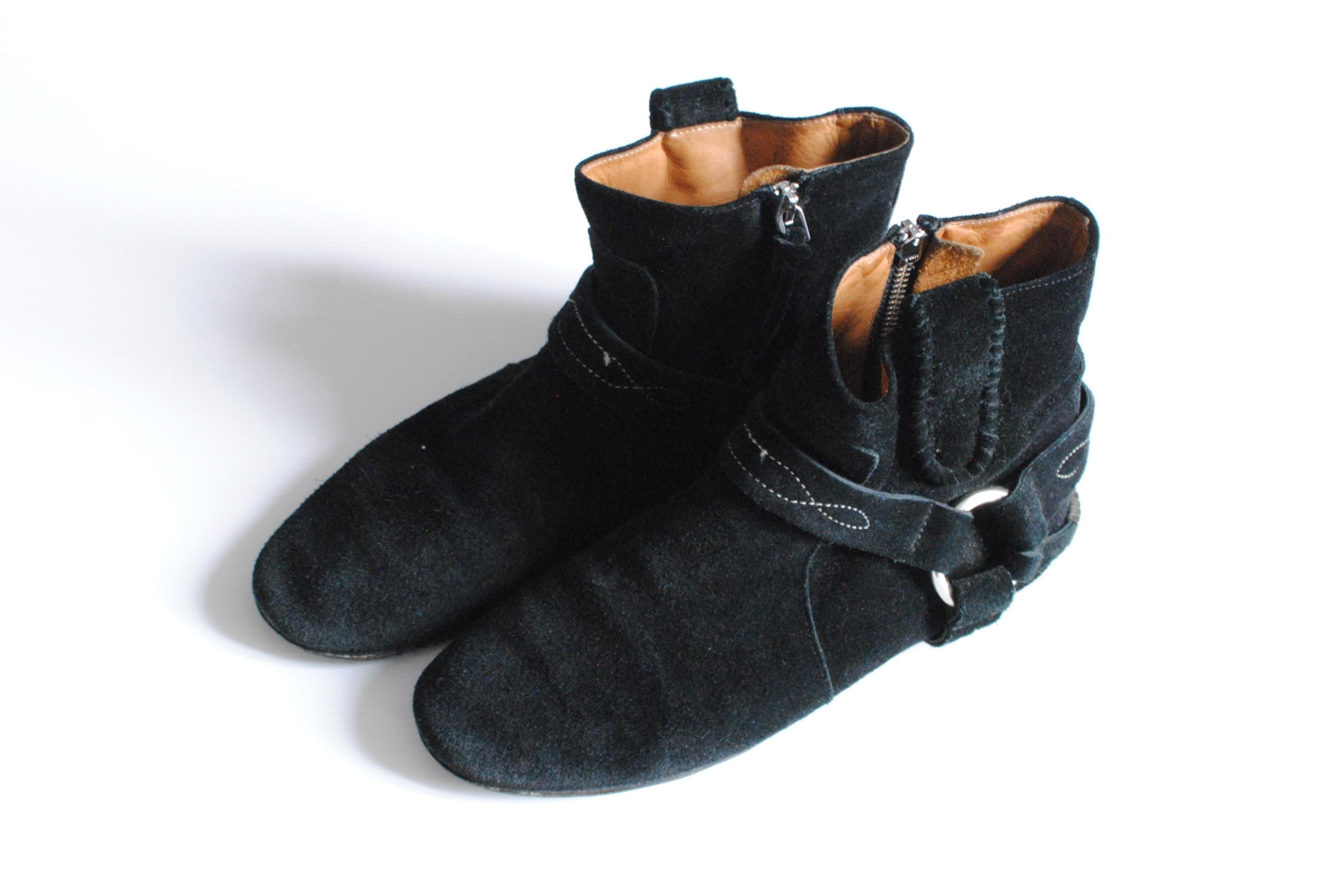 Isabel Marant Black Suede Gaucho Boots