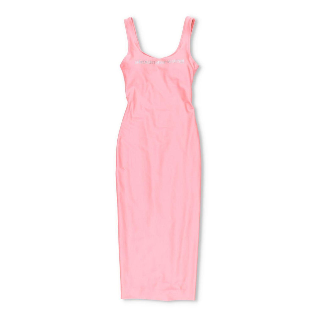 Alexander Wang Crystal Logo Maxi Dress in Stretch Athletic Blend