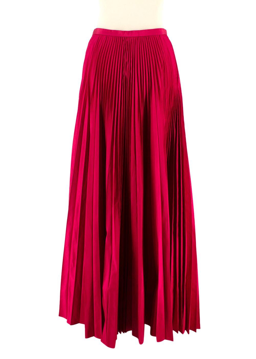 Christian Dior Pink Pleated  Silk Midi Skirt