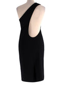 Bottega One Shoulder Black Midi Dress