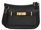 Hermes Black Evergrain  Leather Mini Jypsiere with Gold Hardware
