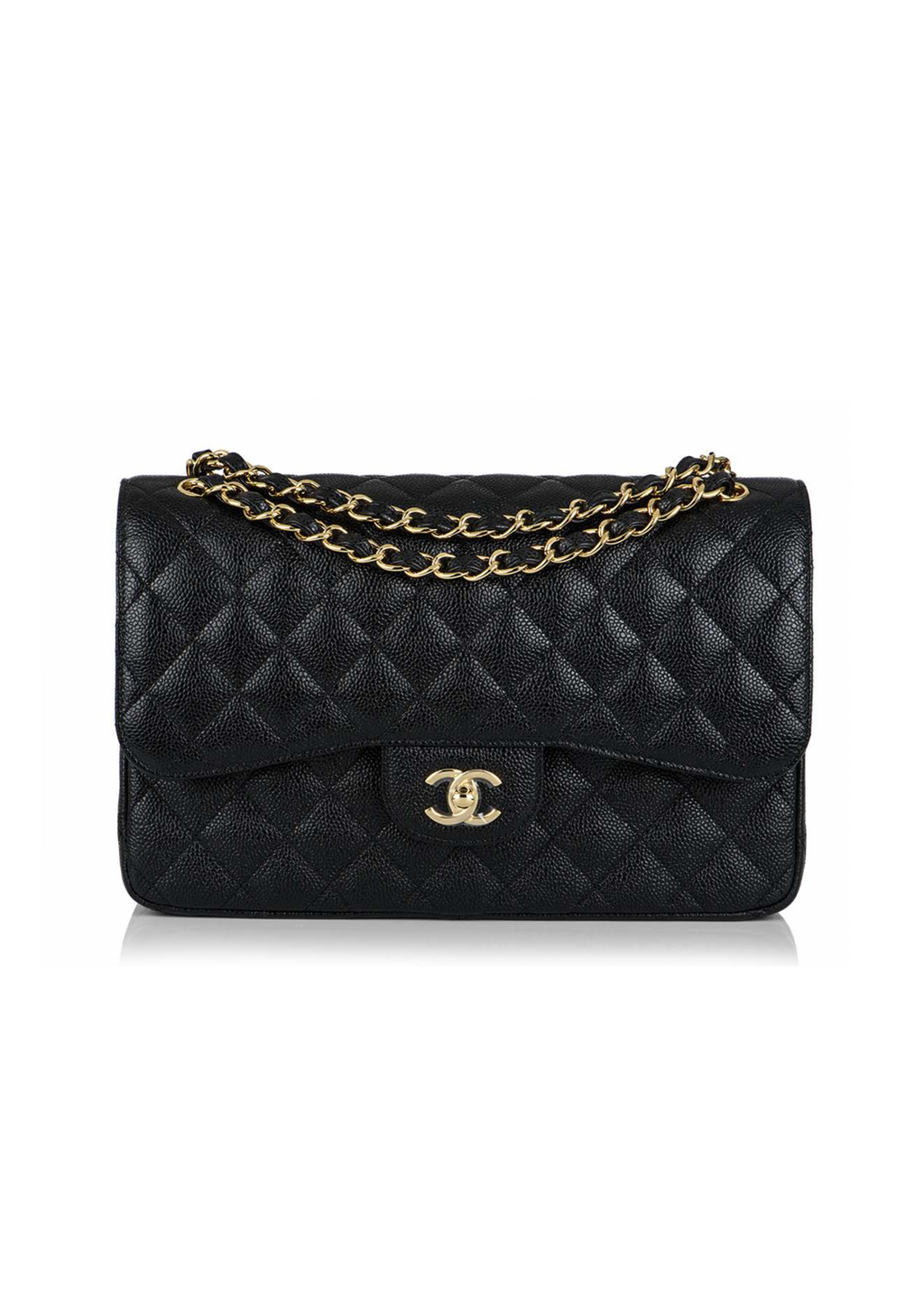 Black Caviar Quilted Jumbo Double Flap