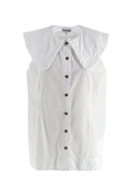 Ganni White Sleeveless Shirt with Oversized Frill Collar