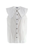 Ganni White Sleeveless Shirt with Oversized Frill Collar