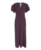 Victoria Beckham Gathered V-neck Midi Dress