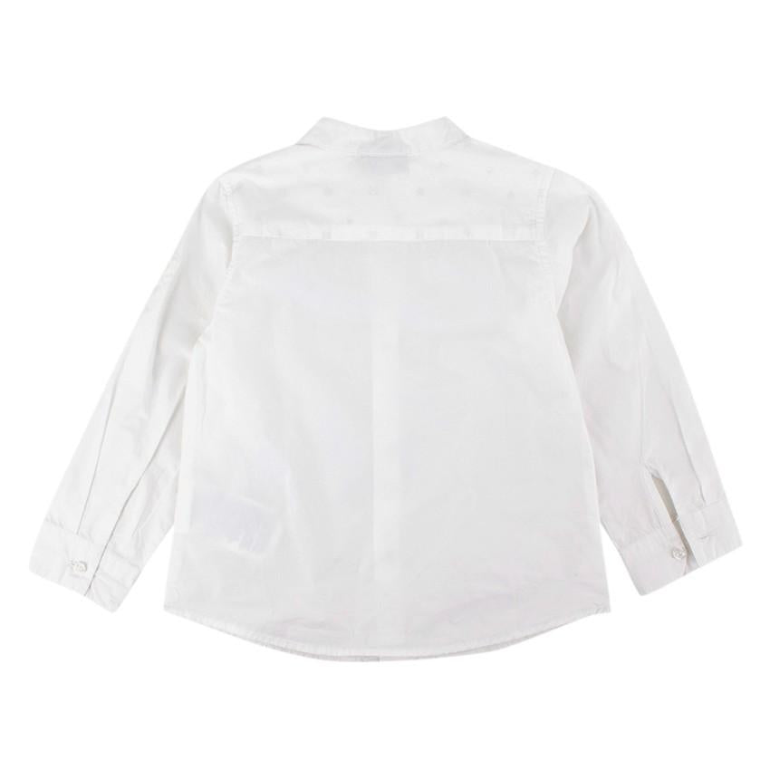 Brums Baby Boy White Cotton Long Sleeve Button-Down Shirt