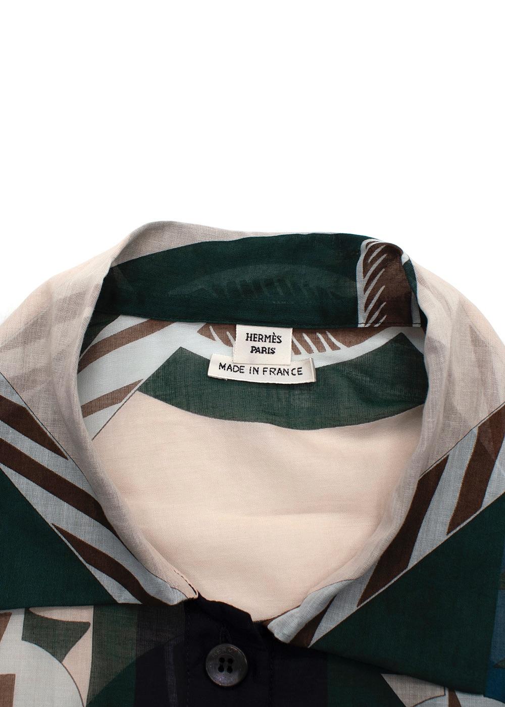 Hermes Blue Patterned Cotton Shirt