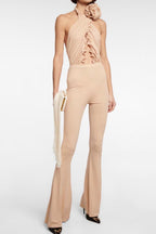 Magda Butrym Nude Stretch Jersey Pants