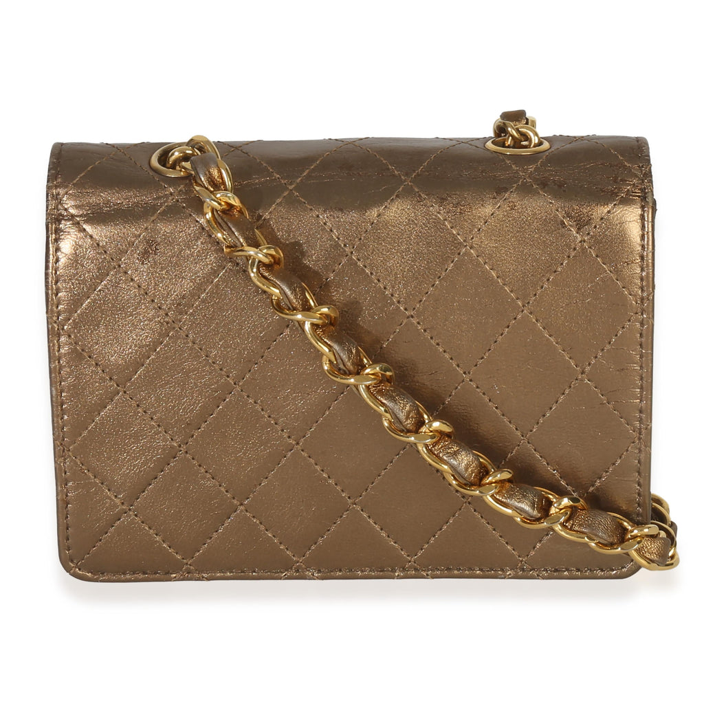 Chanel Metallic Quilted Lambskin Extra Mini Square Flap Bag