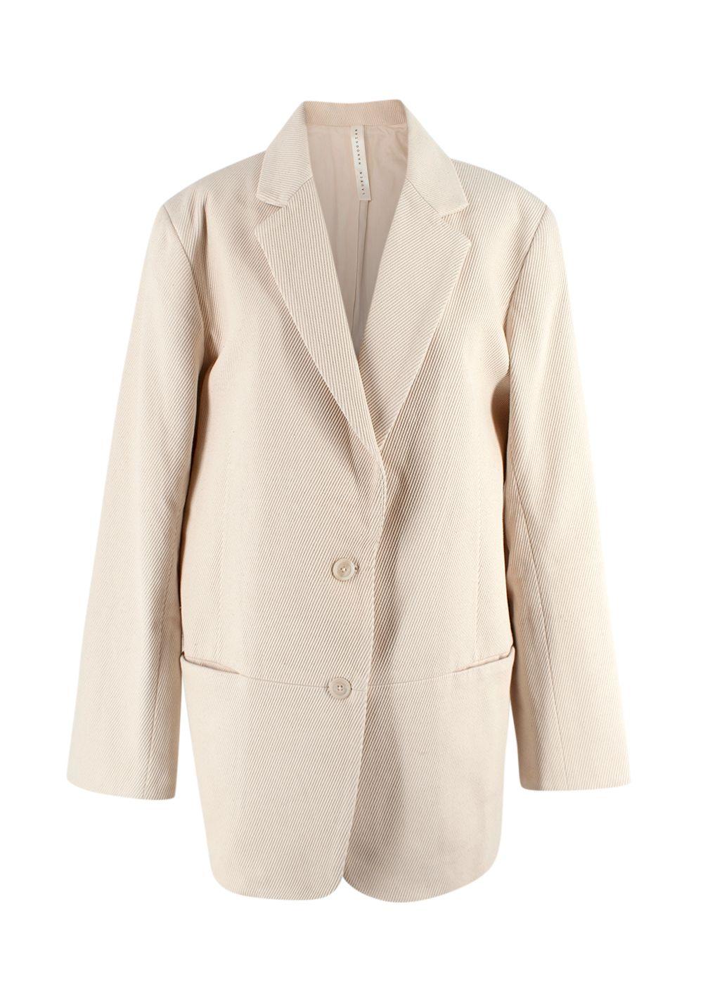 Lauren Manoogian Cream Ribbed Single Breasted Blazer and Trouser Suit