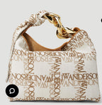 Small Chain Logo Canvas Shoulder Bag