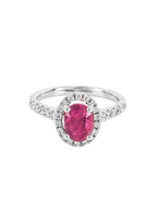 18kt White Gold Diamond & Ruby Ring - Size 50