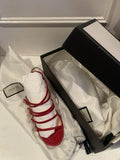 Gucci Red & Pink Patent Leather Strappy Sandals