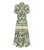 Sandro Floral-Print Collared Satin Midi Dress