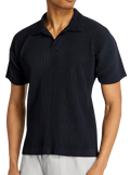 ISSEY MIYAKE Navy Pleated Polo-Shirt
